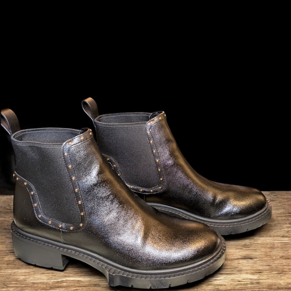 Stylish Coach Black Ankle Boots with Studded Detail - Picture 1 of 8